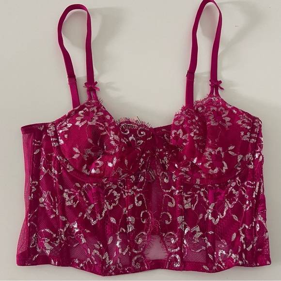 New! Victoria's Secret Wicked Shimmer Lace Push Up Corset Bra Top 22879 - Picture 2 of 8